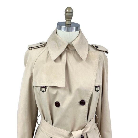 70s VTG Etienne Aigner Trench Coat Double Breasted Fully Lined Belted Womens L - Picture 7 of 16